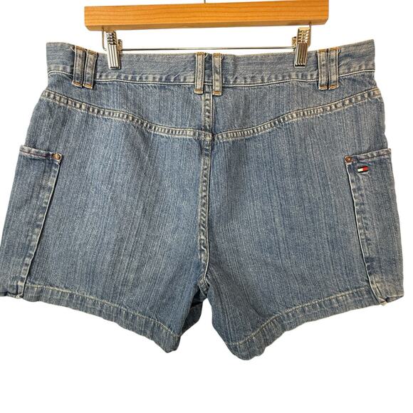 VTG Y2k TOMMY HILFIGER Size 16 Jean Shorts '04 HiRise 4"inseam Logo Preppy Denim - Picture 2 of 13